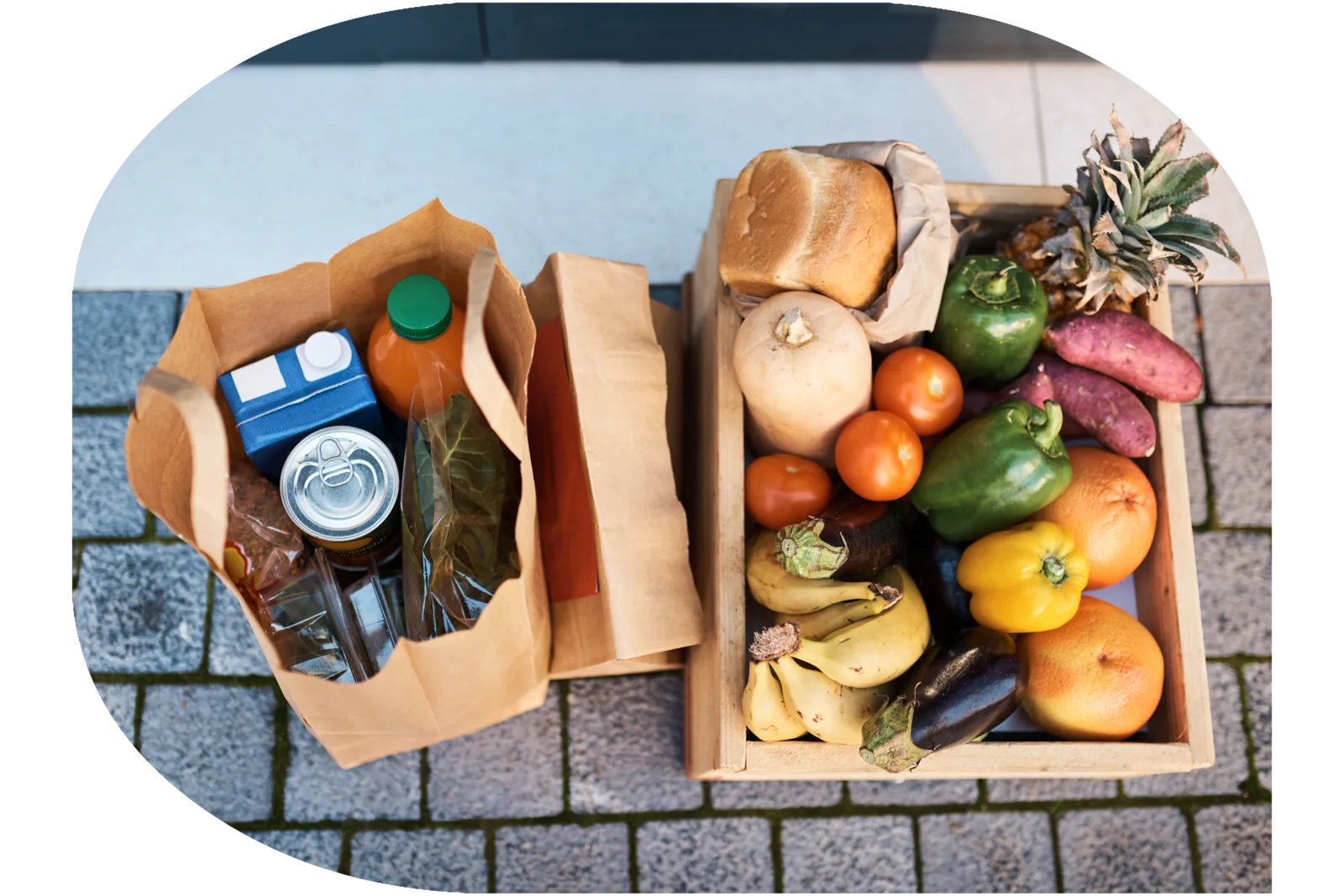 Donated food for the Mother of Mercy House pantry